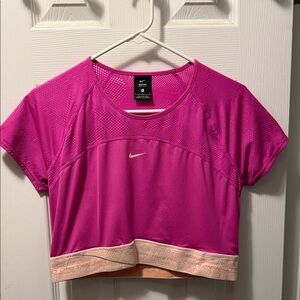 Nike Women's Fuchsia and Cream Crop Top